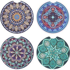 Car Cup Coasters Decorative Design 4-Pack Cup Holder Anti Slip Rubber Vehicle